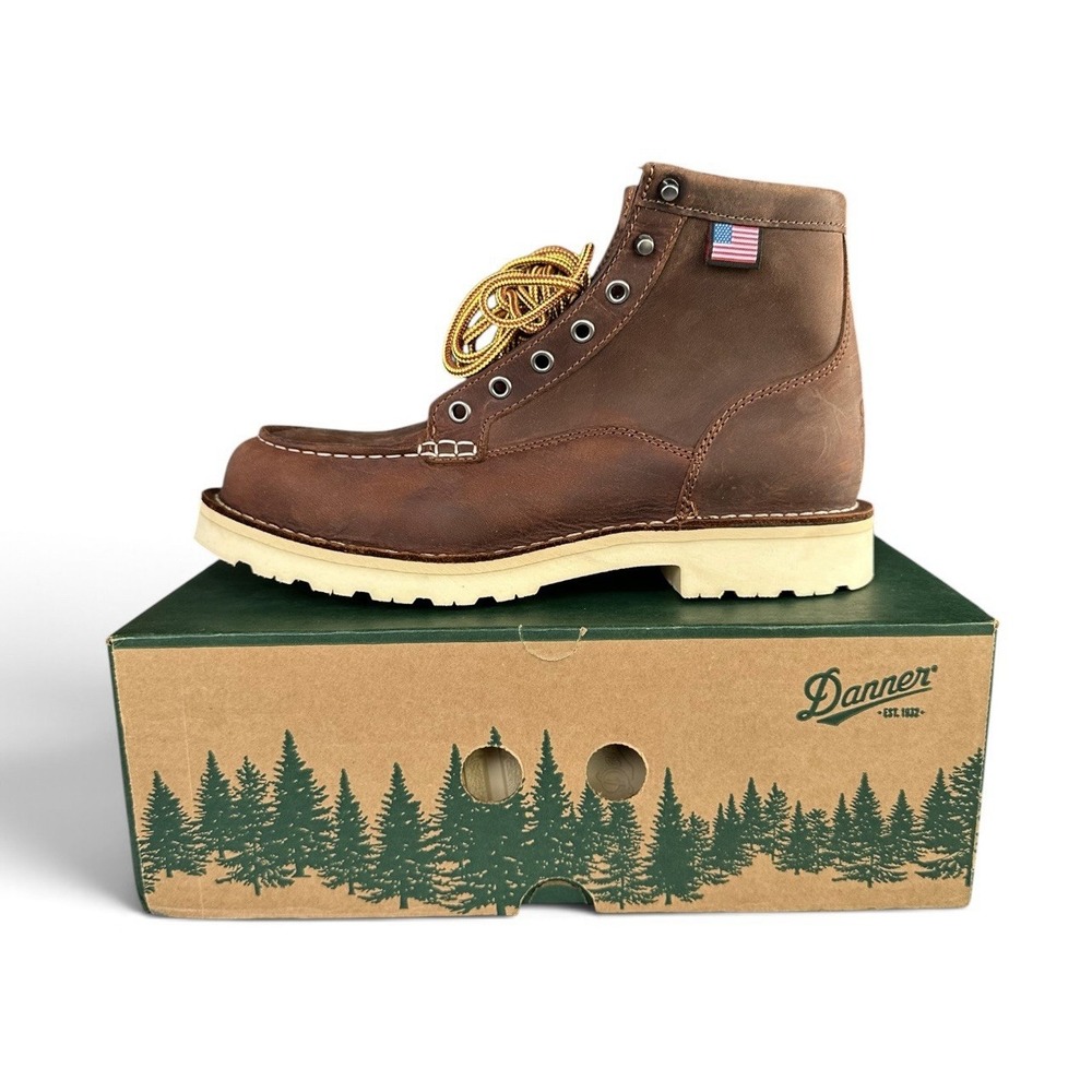 DANNER Bull Run Moc Steel Toe Men's Size 9.5 EE Brown Leather Work Boots 15591
